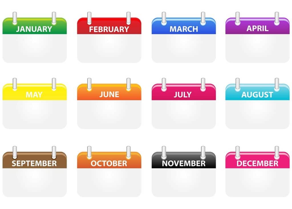 how to set monthly goals - 12 month calendar icons representing monthly goals